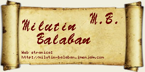 Milutin Balaban vizit kartica